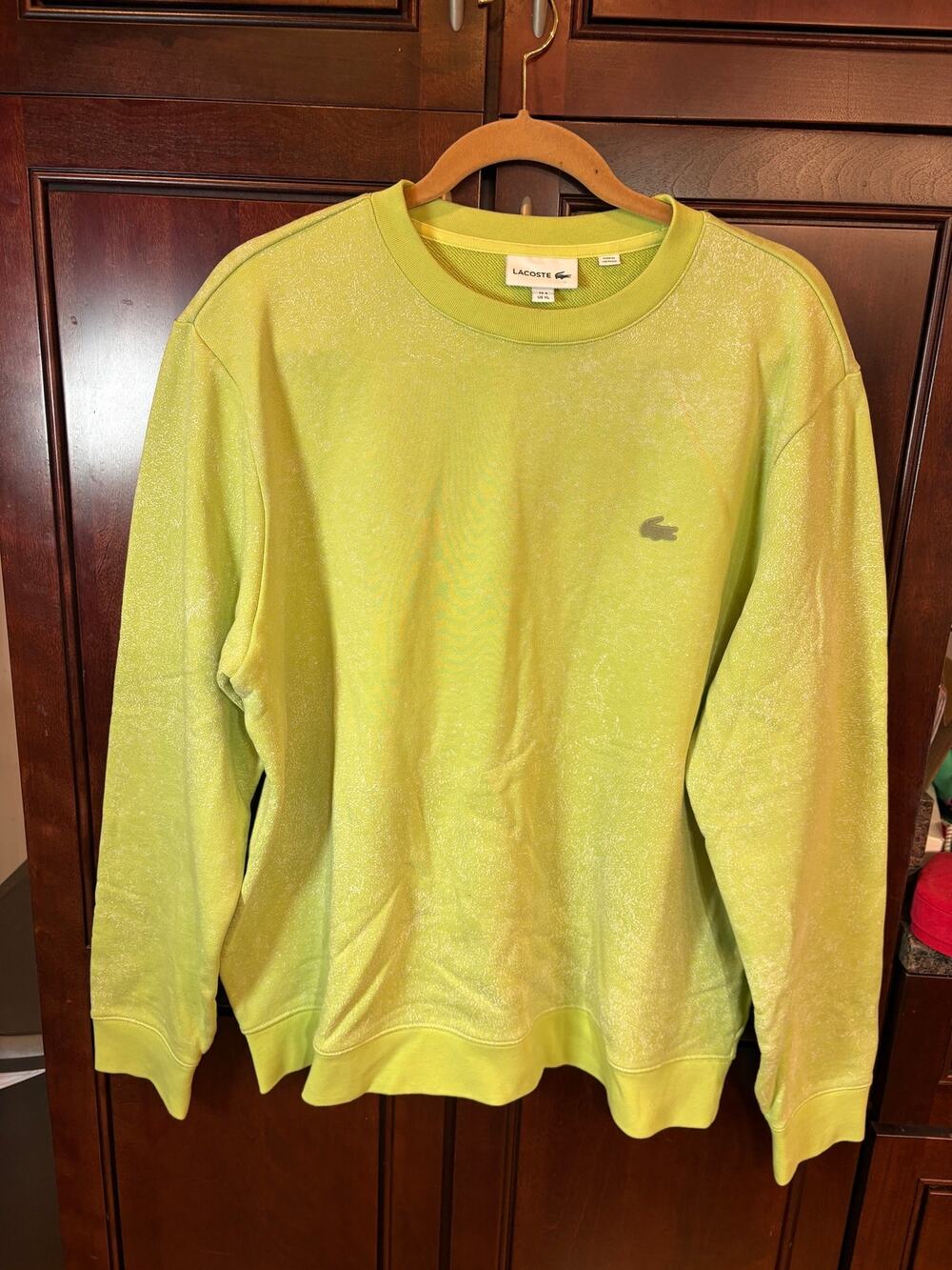 Lacoste Live Neon Green Crewneck Sweatshirt Size XL Excellent Condition